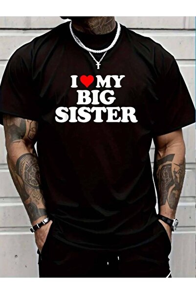 799 تي شيرت 100% قطن بطباعة 'I Love Heart My Big Sister' للرجال والنساء، قمصا...