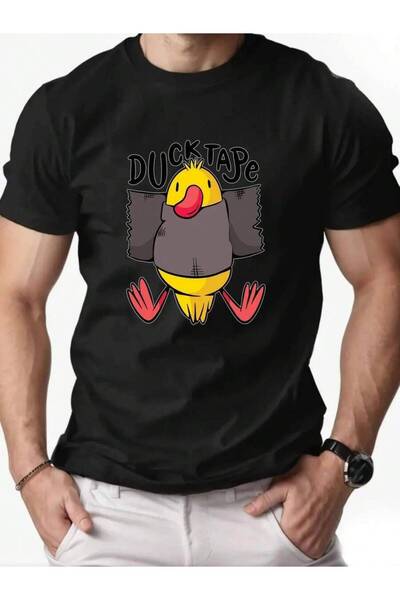 799 تي شيرت رجالي بأكمام قصيرة مطبوع عليه Playful Duck Tape Front Print