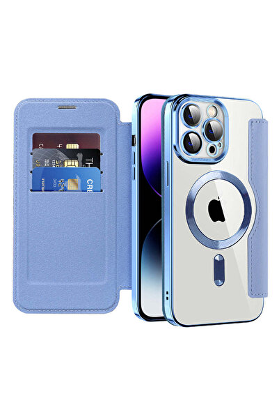 Techsuit Husă pentru iPhone 14 Pro Max, SmartMag Book Case, albastru - albastru