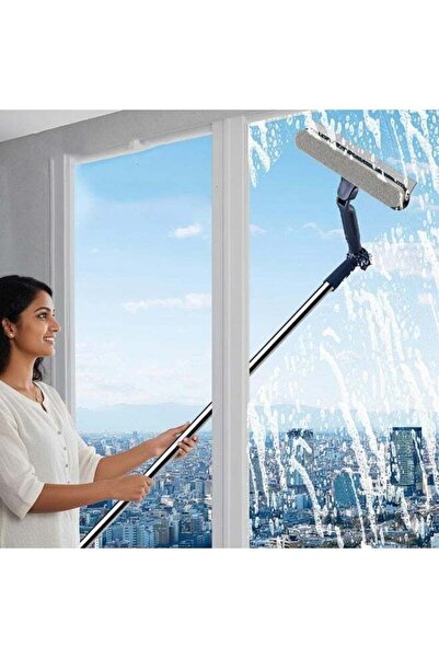 Arabest 47 Inch Window Cleaning Tool,2-in-1 Scraper & Microfiber Head,180 Deg...