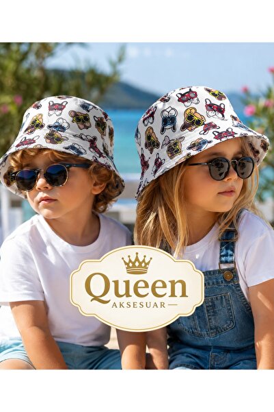 QUEEN AKSESUAR قبعة صياد السمك الملونة اللطيفة ذات الألوان الزاهية للأطفال مق...