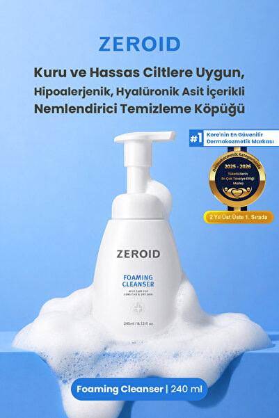 zeroid Kuru&Hassas Ciltlere Hyalüronik Asit İçerikli Nemlendirici Temizleme Köpüğü Foaming Cleanser