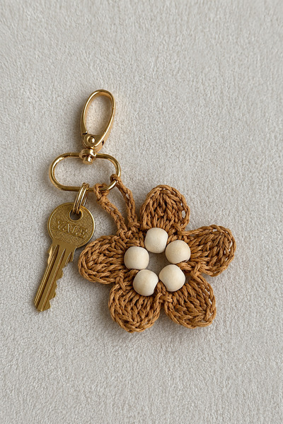 La La'Graccio Paris La'Graccio Paris Wicker Flower Keychain Wicker Mink Flower