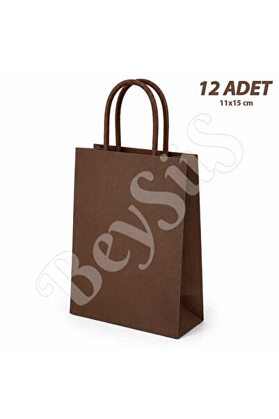 BeySüS 11X15 cm Gift Paper Bag Brown 12 Pieces