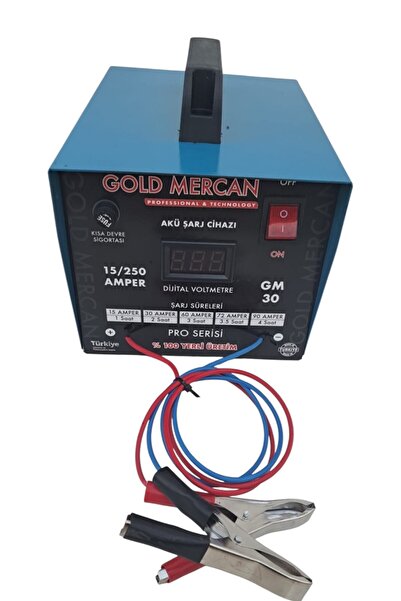 gold mercan GM 30 PRO SERİSİ Akü Şarj Cihazı 12 Volt 250 Ampere Kadar Şarj 5 Yıl Garanti BAKIR SARGILI TRAFOLU ŞOKLAMA ETKİLİ