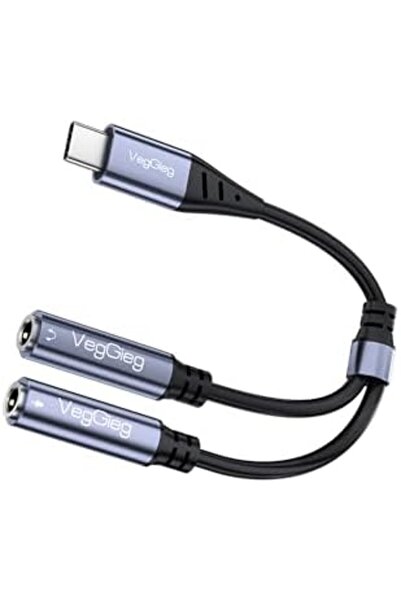 Yıldızan Type-C to 3.5mm Aux and Microphone Converter Adapter Dac Chip Hifi S...