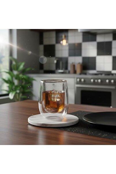Yıldızan Albemo Double Wall Glass Cup - 250 ml Heat Resistant Cappuccino, Tea...