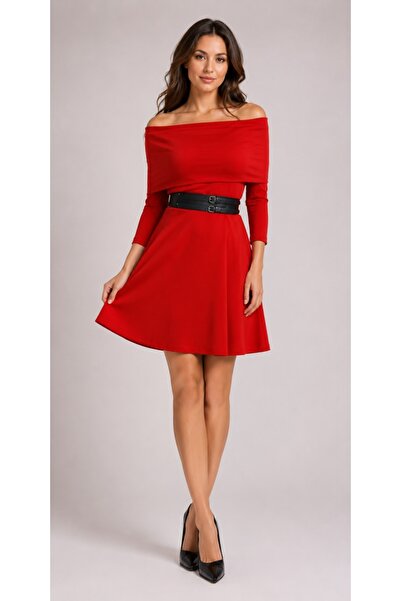 OEM Rochie rafinata cu un design aparte si model in clos, nuanta rosie