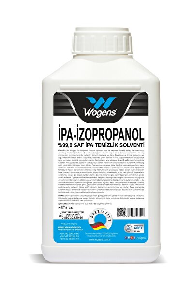 Wogens %99 saflıkta 1 lt saf ipa izo propil alkol temizlik solventi (izopropi...