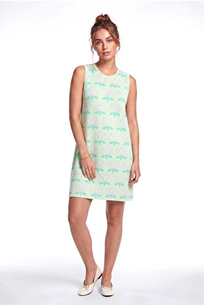 Peraluna Urban Lotus Elbise, Sıfır Kol, Yazlık Mini Elbise - Mint Multi