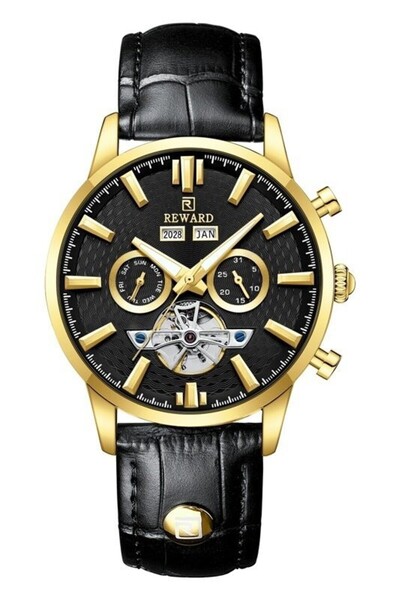 Reward Rd333376M Leather Cord Automatic Men's Wristwatch