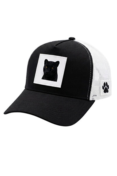All animals Black Panther Printed Patch Detailed Mesh Trucker Baseball Cap Un...
