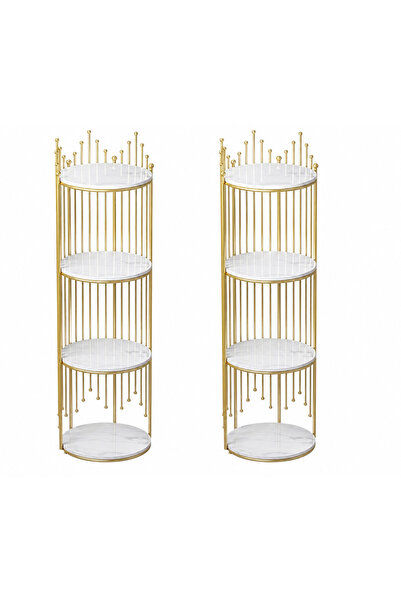 Promagg Set de 2 rafturi decorative metalice cu 4 niveluri de depozitare, 32x...
