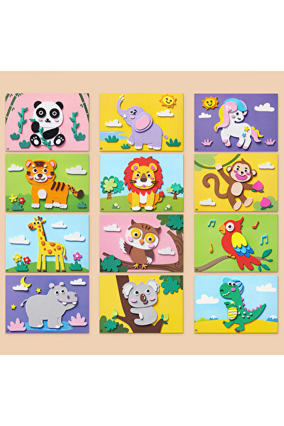 Choice1 Style C 12pcs 3D EVA foam sticker set, DIY cartoon animal learning ed...