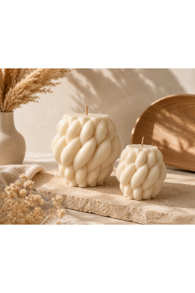 Generic Brand Set 2 Lumânări Decorative Împletite din Ceară de Soia, Handmade...