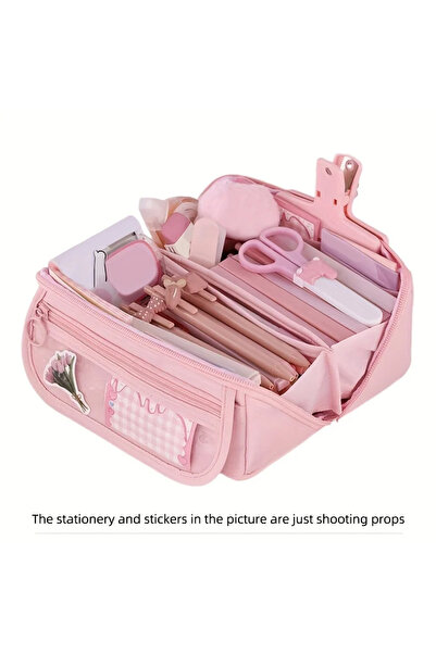 Choice1 حقيبة أقلام تعليمية كبيرة السعة من Pink1pc مع تنظيم وتخزين متعدد الوظ...
