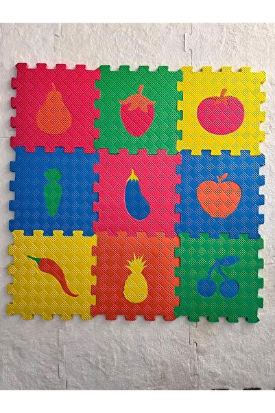 Durna Store EVA Puzzle Oyun Matı 9 Parça 33x33 cm 13 mm Meyve Desenli Eğitici...