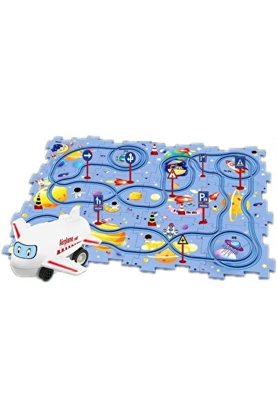 Velaris Set de puzzle educativ cu pistă auto și avion, 25 de piese, model spa...