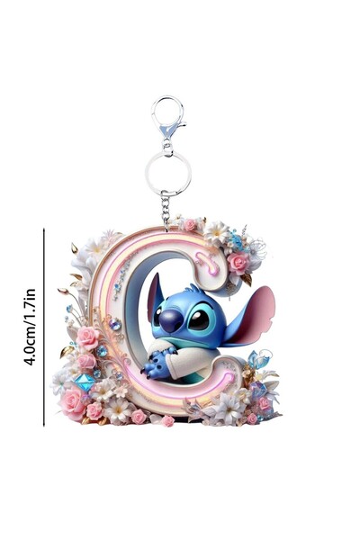 Choice23 Bandai C Acrylic flat 2D Stitch 26 English letters Pendant Keychain ...