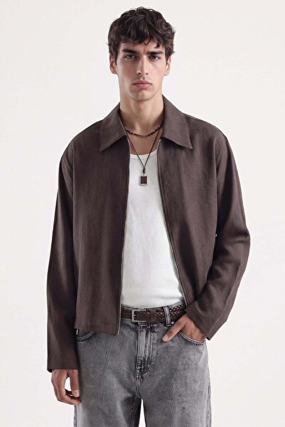 Antioch Dark Brown Lyocell Blended Summer Jacket