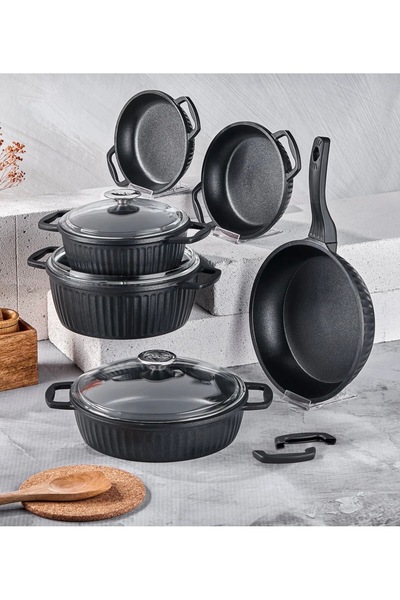 tacev Taç Valeriya Döküm 9 Piece Advantageous Cookware Set