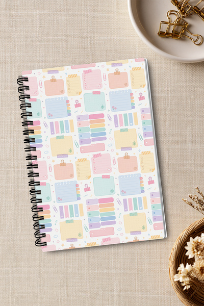 giftkonsept Pastel Colored Motif A5 50 Sheets 100 Pages Spiral Unlined Notebook