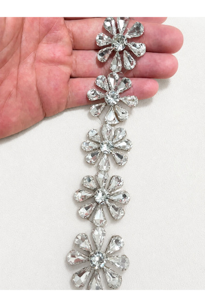 Ornaments Işıltılı Kristal Taş İşlemeli Abiye ve Gelin Kemeri Şerit - El Yapı...