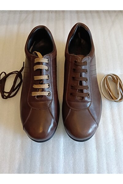 Butik Tülin Men's Genuine Cowhide Leather Coffee Soft Round Non-Slip Rubber T...