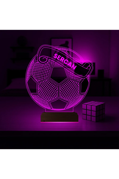 Genel Markalar Futbolcu Hediye Futbol Top Kişiye Özel 3D Lamba - Masa Gece La...