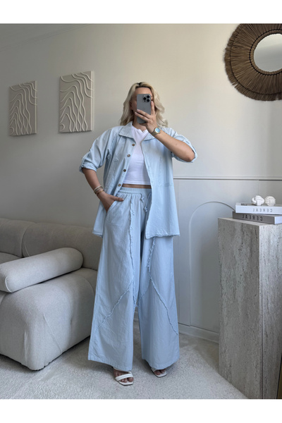SUMEF Baby blue tasseled lace pocket standard size 38/48 women's set
