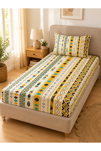 H&F Trendline [] طقم ملاءة سرير مطاطية منقوشة مقاس 100x200 سم - غطاء وسادة واحد