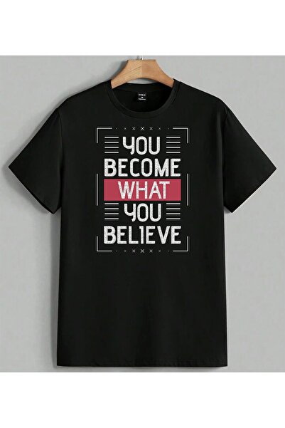 ELFERA You Become Motivation Printed Unisex Oversize T-Shirt Black