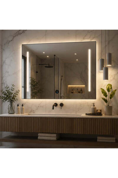 OEM SLUPSK LED Mirror, 100x70cm, Grey, Smart rotary switch with RGB display, ...