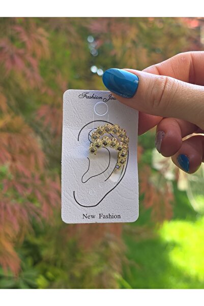 Noesis özel seri pirinç üzeri 14k altın kaplama zirkon taşlı earcuff (çift olarak satılmaktadır.)