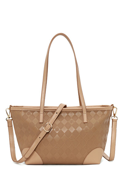 Derimod Women's Beige Long Strap Printed Shoulder Bag 26Sbd202726
