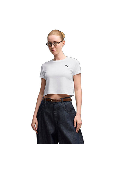 Puma T-shirt Wardrobe Ess Baby Tee, White, Women