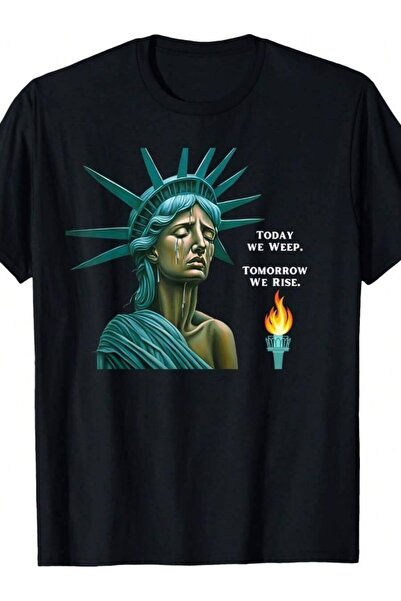 9TAY تي شيرت هودي Lady Liberty Today Weep Tomorrow We Rise For The USA