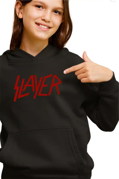 OEM Παιδικό Κοριτσίστικο Φούτερ με Κουκούλα Slayer Trash Metal Band