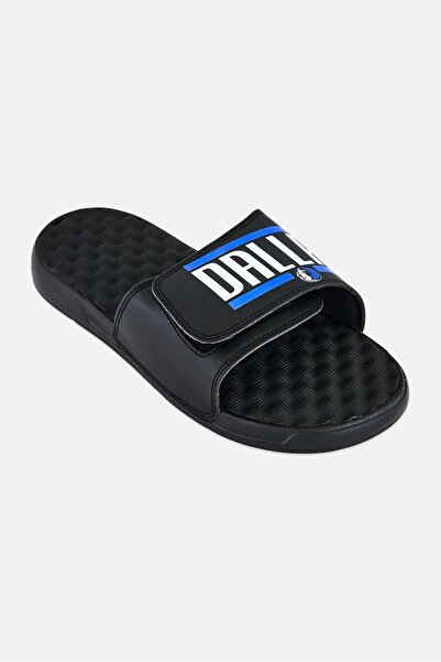 iSlide Men Dallas Mavericks Bar Logo Slip On Slides, Black