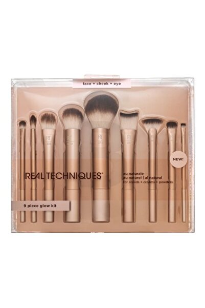 Real Techniques Set de pensule pentru machiaj Al Natural, kit Glow, 9 piese, ...