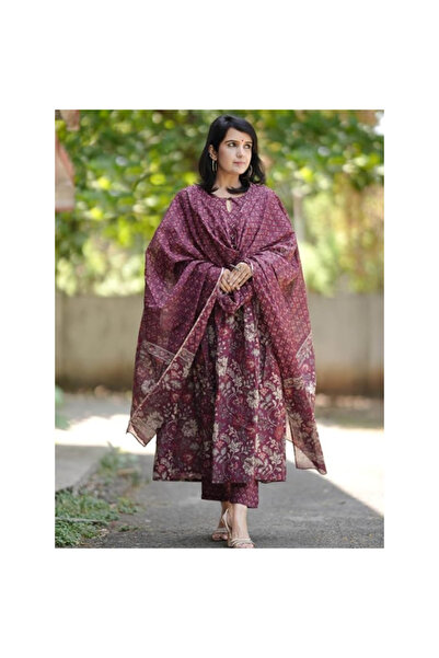 MYSMAR Purple Rayon Salwar Kameez Dupatta - ALV2016 | Purple-Size:XL-42-Inches