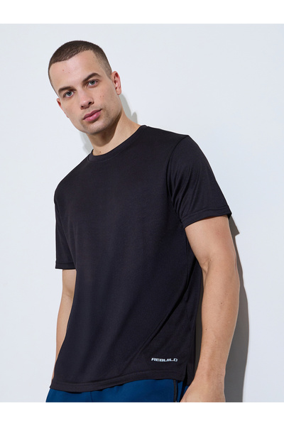 Styli Men Black Graphic Print Side Slit Regular Fit T-Shirt