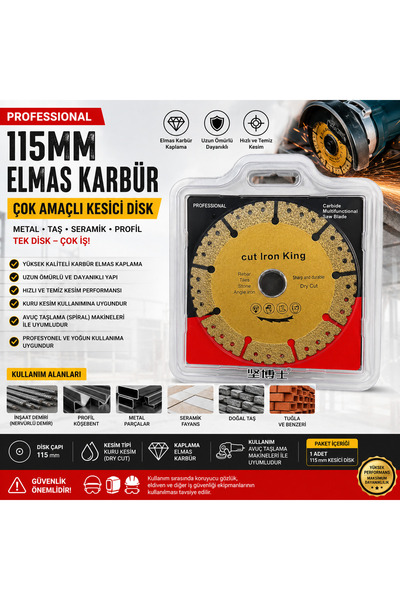REKOTOOLS -115 mm Elmas Karbür Çok Amaçlı Kesici Testere Diski – Demir, İnşaat Demiri, Taş, Seramik ve Profil Kesme Diski