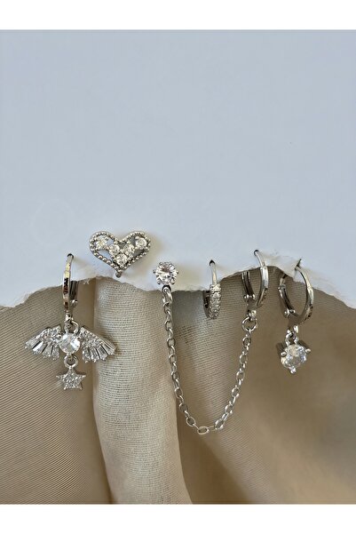Eva Takı Store Set of 6 Phoenix - Heart Dangle Chain Model Zircon Stone Steel...