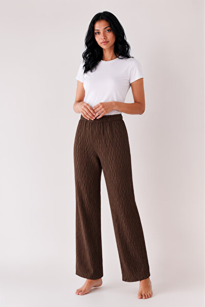 Albie Women's Casual Trousers Knitted Fabric Elastic Waist Textured