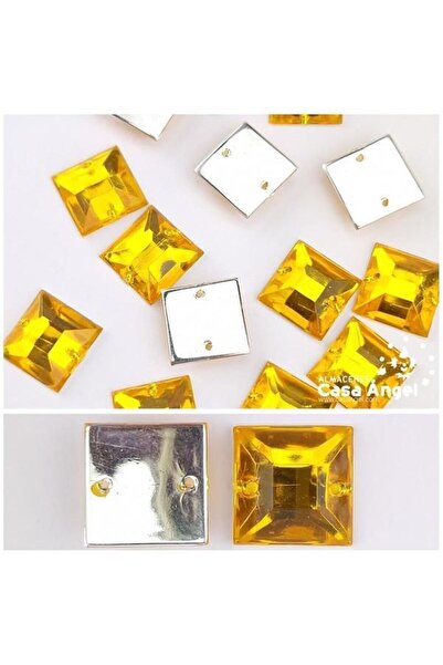 Deniz Party Store 7 mm Gold Kare Plastik Dikme Taş Boncuk 50 ADET