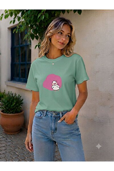 3S MODA تي شيرت نسائي أساسي مطبوع رقميًا من Duck Digital