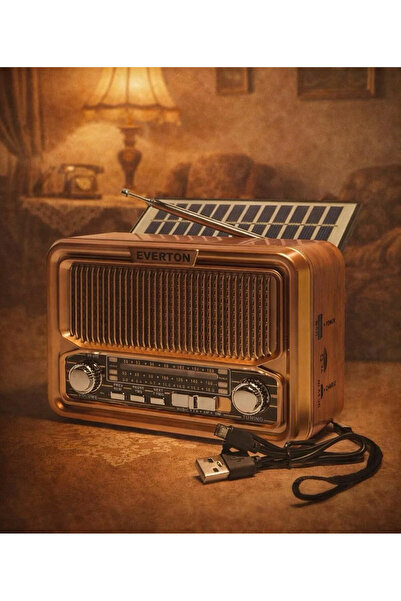 Everton RT-672 Solar Güneş Panelli Nostaljik Bluetooth Hoparlör FM/AM/SW 3 Ba...