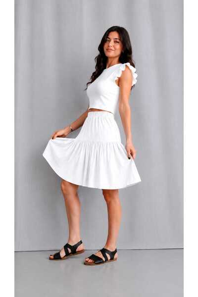 SHE BEST Sofya Linen Fabric Comfortable Fit 55 cm Short Skirt