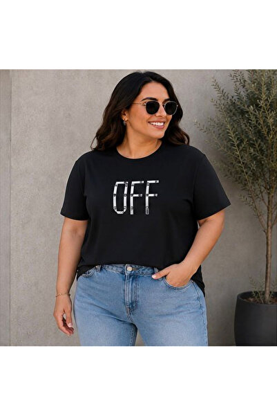 3S MODA تي شيرت نسائي كبير الحجم بطباعة رقمية من Basic OFF